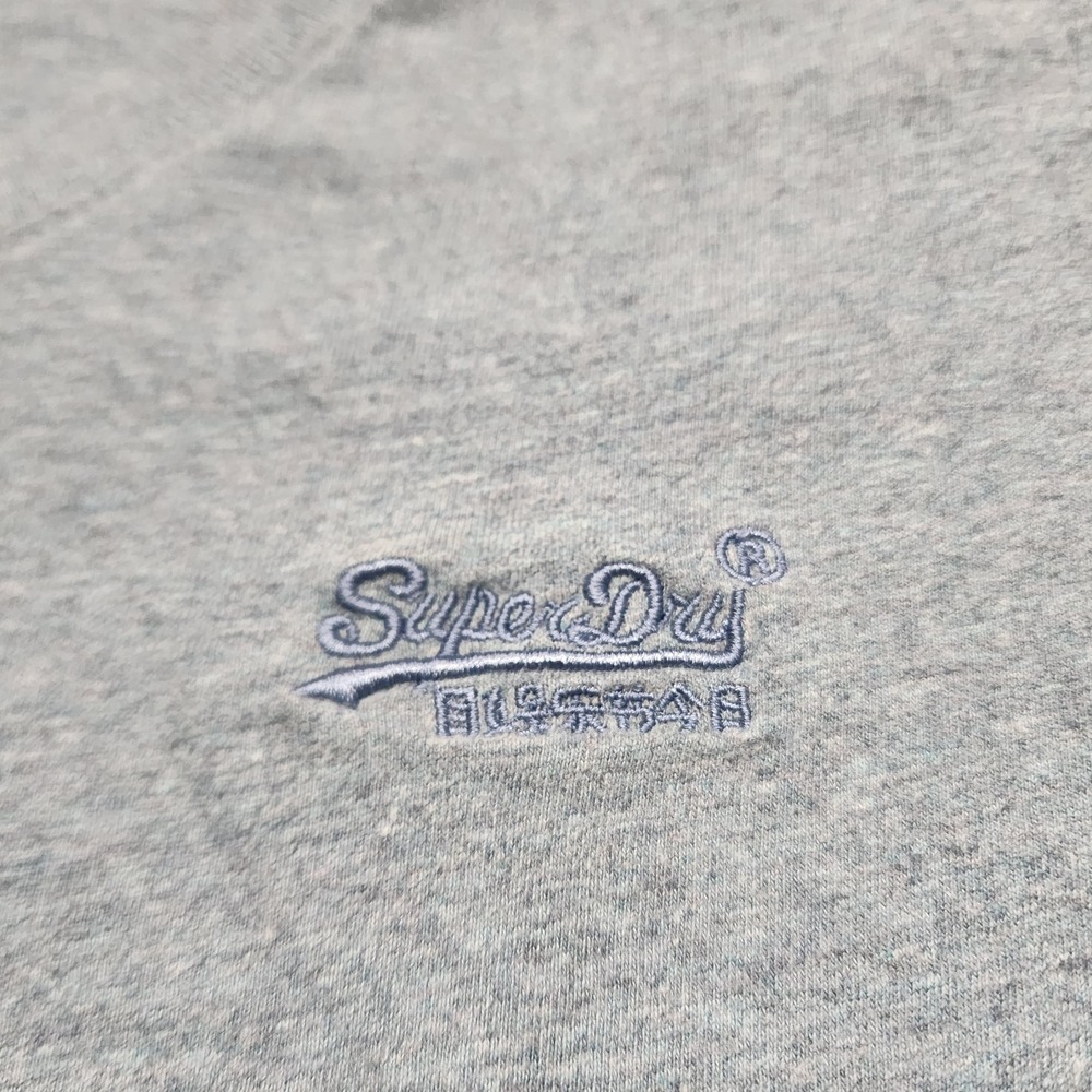 Superdry Shirt Mens Large L Blue V-Neck Organic Cotton Embroidered Script Logo - Picture 2 of 10